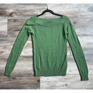 Zara Sweater Woman's Long Sleeve Green Ribbed Collar Knit Size Small